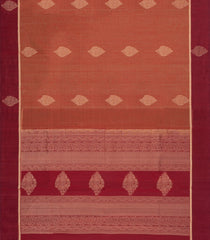Rust Handloom Silk Cotton Saree With Buttas-SC4526