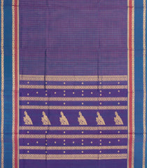 Purple Handloom Silk Cotton Saree With Checks-SC4057