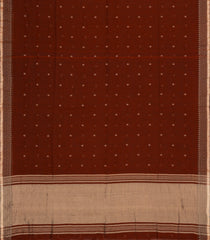 Rust Handloom Bengal Cotton Saree With Floral Buttas-BG1585