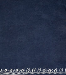 Navy Blue Printed Jaipur Cotton Saree With Printed Floral Motifs-JC1781