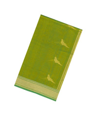Green Handloom Silk Cotton Saree With Buttas & Zari Border-SC4601
