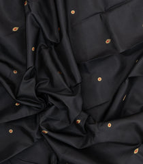 Black Handloom Kanchipuram Silk Saree With Meena Buttas-KA15658