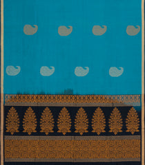Cyan Handloom Village Cotton Saree With Buttas-VC1615
