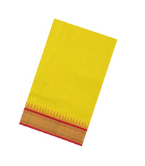 Lime Green Handloom Korvai Silk Cotton Saree With Contrast Temple Border-SC4971