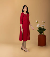 Crimson Red Festive Kurta-KR0850