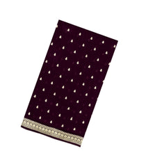 Burgundy Woven Synthetic Blended Saree With Embroidered Motifs-EN2055