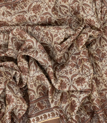 Cream Handloom Chanderi Cotton Saree With Printed Floral Motifs-CC1309