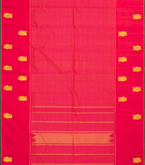 Red Handloom Kanchipuram Silk Saree With Zari Checks & Buttas-KA13458