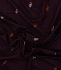 Dark Maroon Handloom Bengal Cotton Saree With Mango Buttas-BG1590