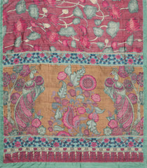 Dusty Pink Printed Art Dupion Saree With Floral Motifs-BL6137
