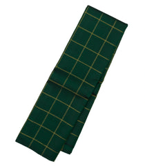 Bottle Green Handloom Kanchipuram Silk Saree With Checks & Contrast Pallu-KA12880