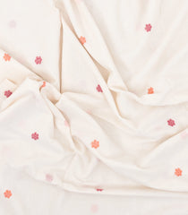 White Handwoven Bengal Cotton Saree With Floral Buttas-BG1513