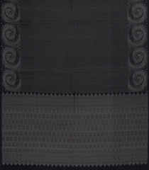 Black Handloom Soft Silk Saree With Dotted Zari Stripes-SO4579
