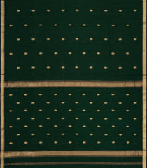 Bottle Green Handloom Maheswari Silk Cotton Saree With Buttas & Zari Border-SC4880