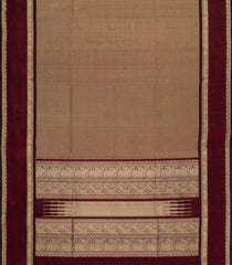 Beige Handloom Silk Cotton Saree With Stripes & Contrast Border-SC4432