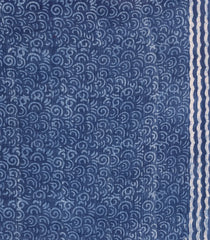 Indigo Printed Jaipur Cotton Saree With Floral Motifs-JC1588