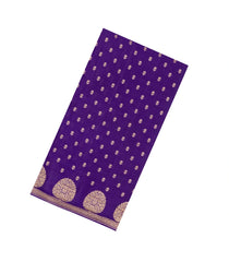 Purple Handloom Banarasi Khaddi Georgette Silk Saree With Floral Motifs-BE1864