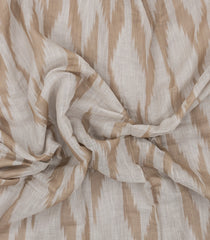 Off White Printed Art Linen Saree With Geometric Motifs-SY0599