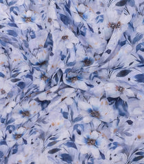 Lavender Printed Synthetic Linen Saree With Floral Motifs-SY0202