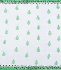 White Printed Jaipur Cotton Saree With Floral Motifs-JC1457