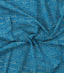 Sky Blue Printed Jaipur Cotton Saree With Floral Motifs-JC1729
