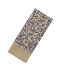 Grey Printed Synthetic Dola Silk Saree With Zari Border-BL5042