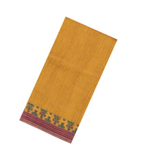 Mustard Printed Tussar Silk Saree With Floral Motifs In Border-TU3685