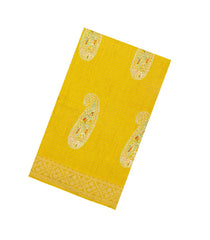 Mustard Printed Synthetic Dola Silk Saree With Zari Stripes & Border-SY0399