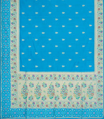 Turquoise Woven Art Dupion Saree With Buttas & Tie and Dye Border-BL5909