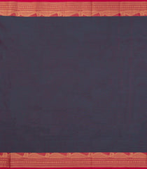Dark Grey Woven Chettinad Cotton Saree With Contrast Border-CN1853