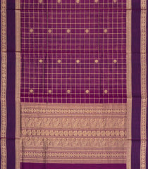 Magenta Handloom Silk Cotton Saree With Zari Checks-SC4275