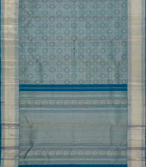 Cyan Handloom Kanchipuram Silk Saree With Floral Zari Motifs-KA14832