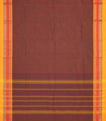 Maroon Woven Chettinad Cotton Saree With Dotted Checks & Contrast Border-CN1780