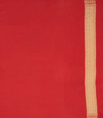 Red Woven Mysore Silk Saree With Floral Stripes-MS3529