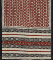 Maroon Printed Jaipur Cotton Saree With Chevron Motifs-JC1903