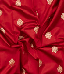 Red Woven Banarasi Poona Silk Saree With Zari Buttas & Contrast Border-BP1027