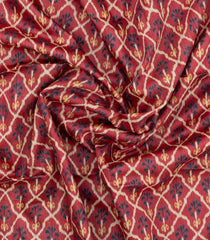Dark Peach Woven Tussar Silk Saree With Printed Floral Motifs-TU3189