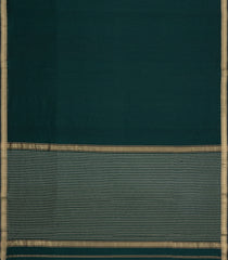 Bottle Green Handloom Maheswari Silk Cotton Saree With Zari Border-SC4835