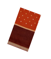 Red Woven Blended Viscose Saree With Zari Buttas-BL5625