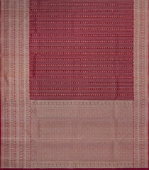 Crimson Handloom Kanchipuram Silk Saree With Dotted Stripes-KA14663
