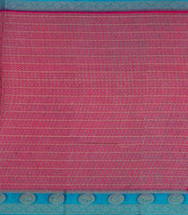 Hot Pink Printed Synthetics Dola with Zari Stripes & Contrast Border-BL5163