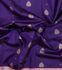 Purple Handloom Korvai Kanchipuram Silk Saree With Zari Buttas-KA15201