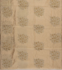 Beige Embroidered Synthetic Crushed Tissue Saree With Floral Motifs-SY0589