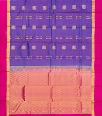 Purple Silk Saree With Zari Checks & Annam Buttas