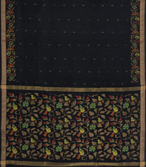 Black Handloom Uppada Silk Saree With Meena Buttas-UP0416