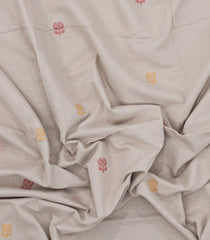 Off White Handloom Bengal Cotton Saree With Floral Buttas-BG1781