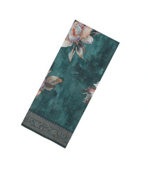 Sea Green Printed Synthetic Tussar With Contrast Zari Border-SY0299