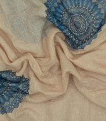 Taupe Printed Synthetic Linen Saree With Floral Motifs-SY0166