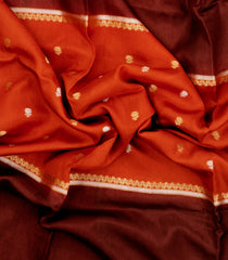 Red Woven Blended Viscose Saree With Zari Buttas-BL5625