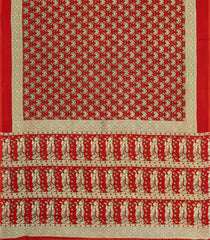 Red Printed Jaipur Cotton Saree With Floral Motifs-JC1901